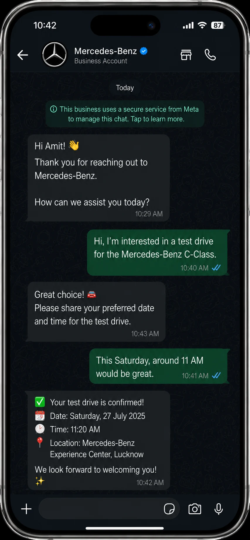 Intuty WhatsApp conversation demo